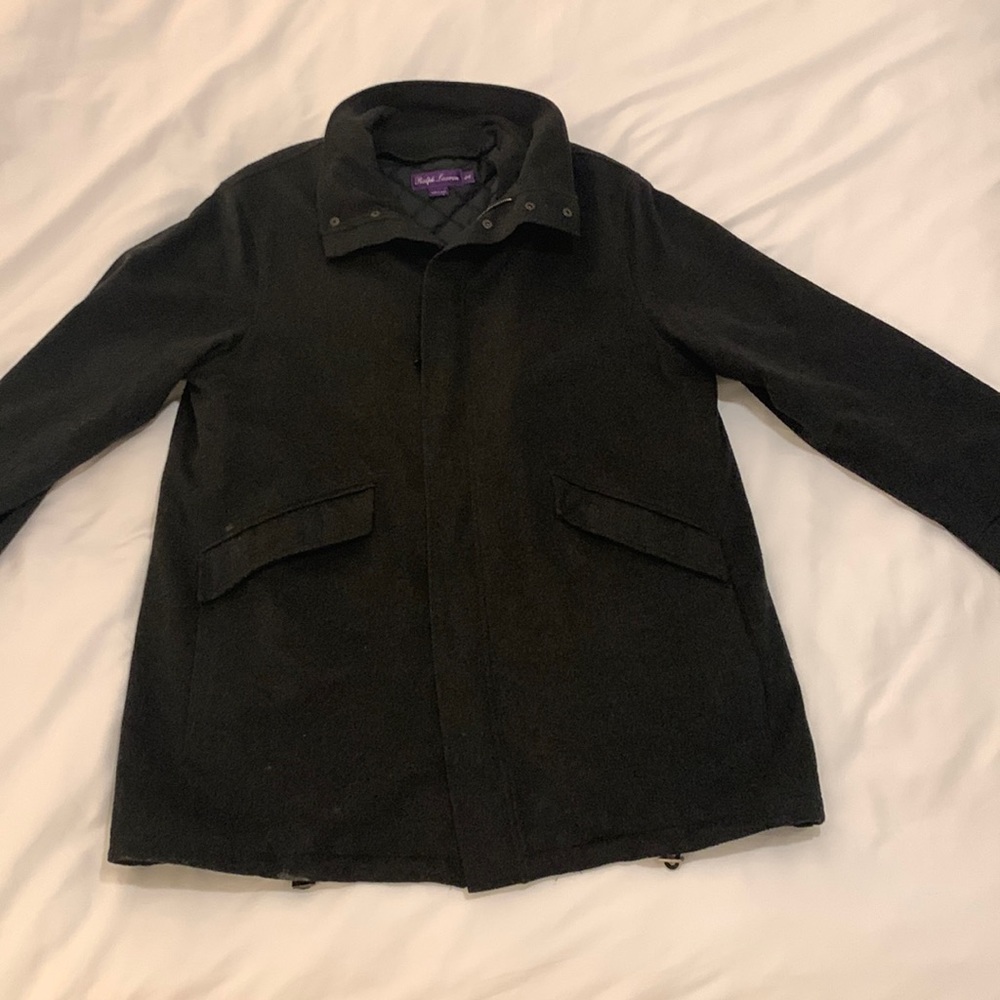 Rare Ralph Lauren Purple Label Black Wool Blend Jacket Size Large